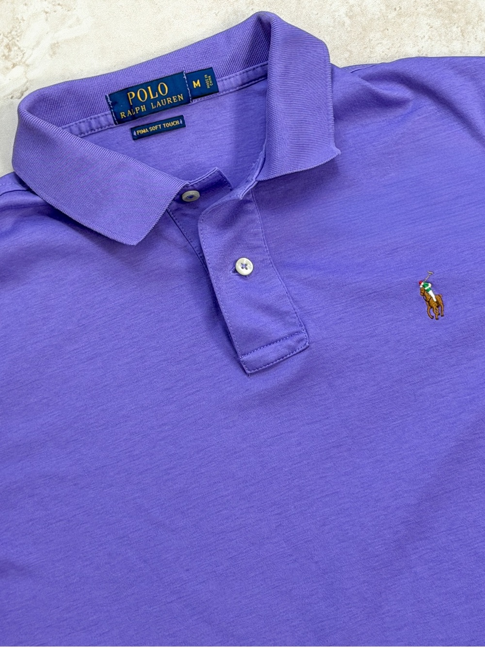 Polo Ralph Lauren Pima Soft Touch Purple Polo Shirt Mens M Pony Logo Preppy